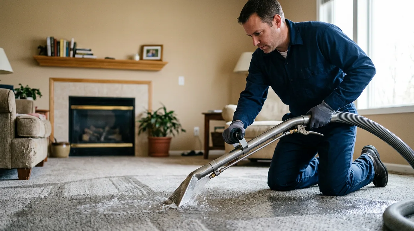 Water damage restoration technician working near Ellinger, TX